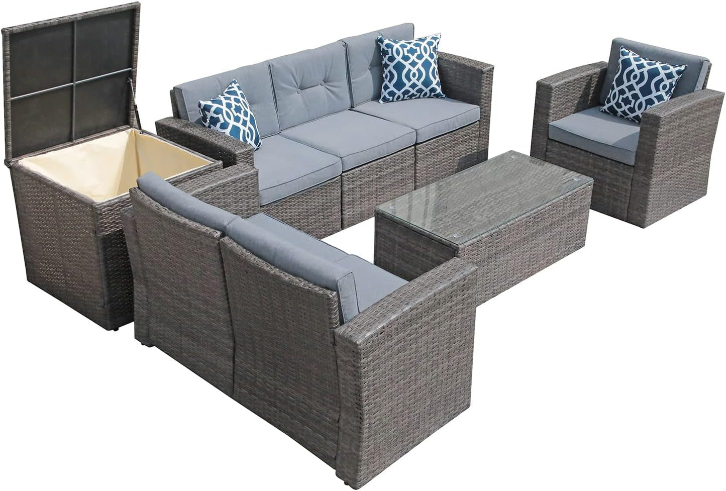 Outdoor Wicker Patio Furniture Set with Storage Box