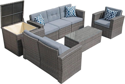 Outdoor Wicker Patio Furniture Set with Storage Box