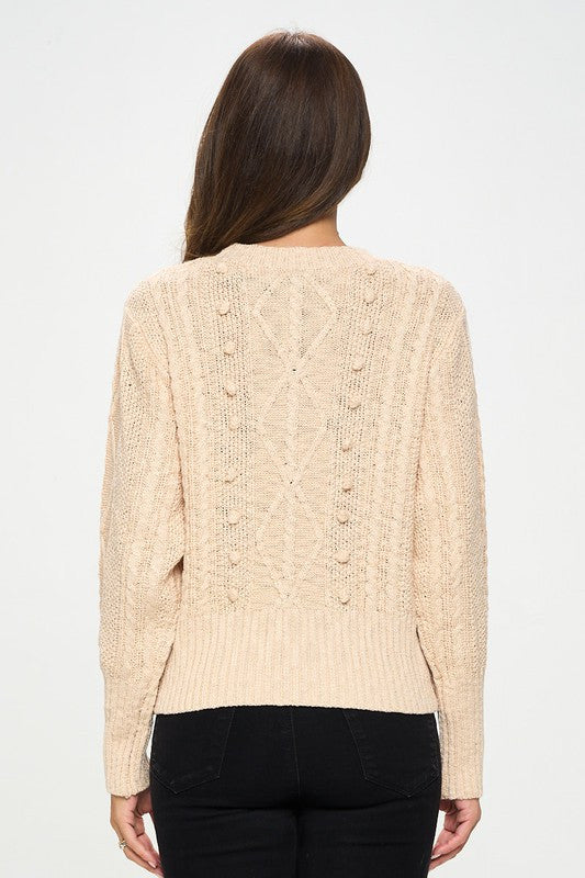 Knit Round neck Pullover Sweater with Braid Detail-4