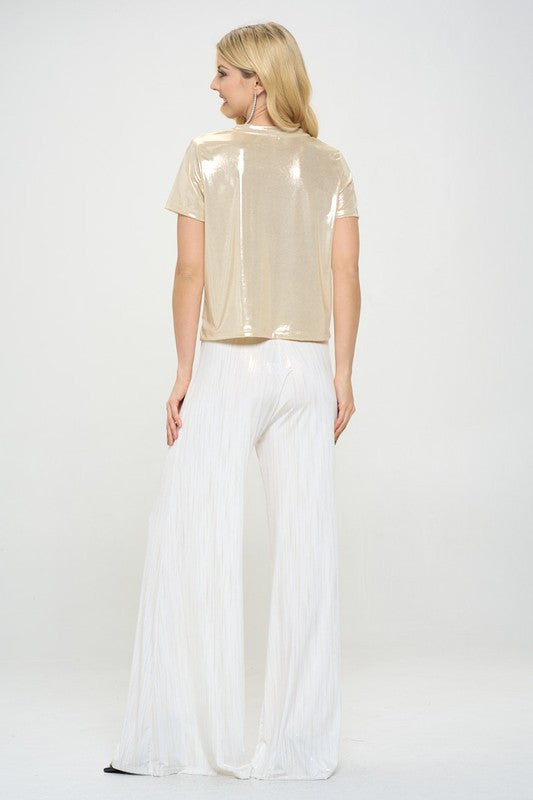Metallic Short Sleeve Top