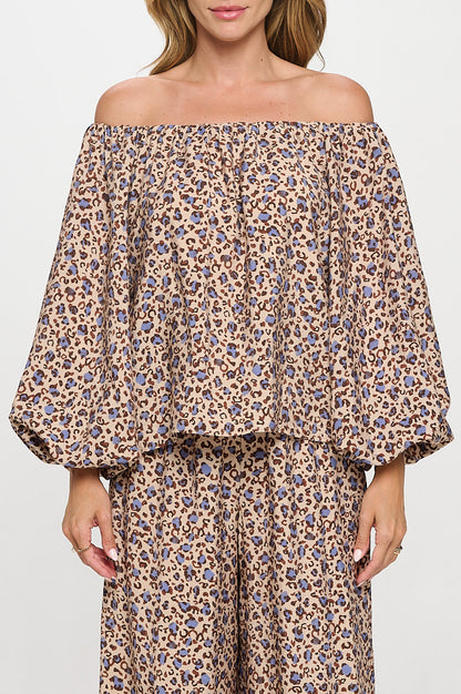Leopard Print Versatile Top with Puff Sleeve