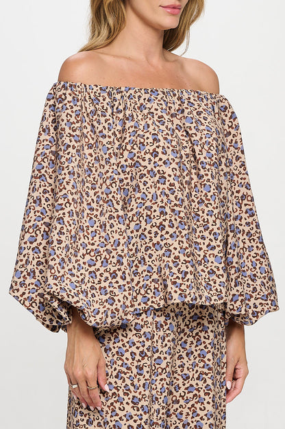 Leopard Print Versatile Top with Puff Sleeve