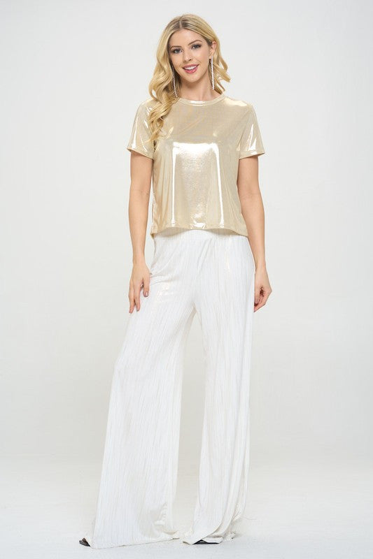 Metallic Short Sleeve Top