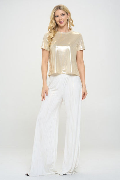 Metallic Short Sleeve Top