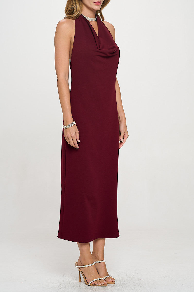 Cowl neck Open Back Bodycon Dress