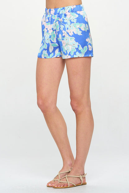 Mini Flower Print Satin Shorts