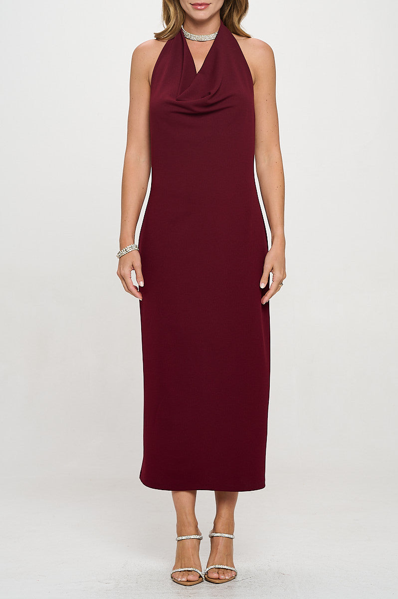 Cowl neck Open Back Bodycon Dress