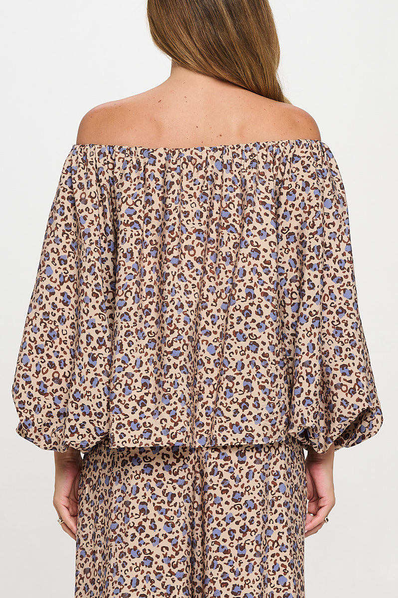 Leopard Print Versatile Top with Puff Sleeve