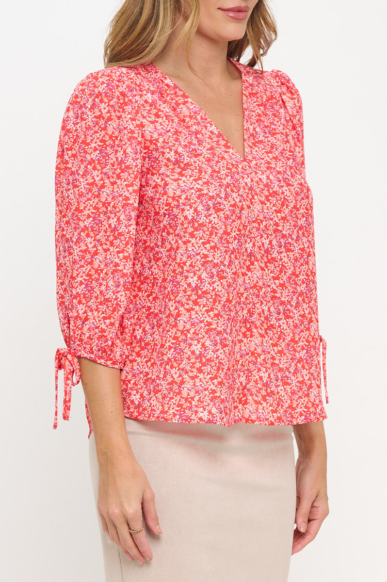 Ditsy Floral Print V neck Top