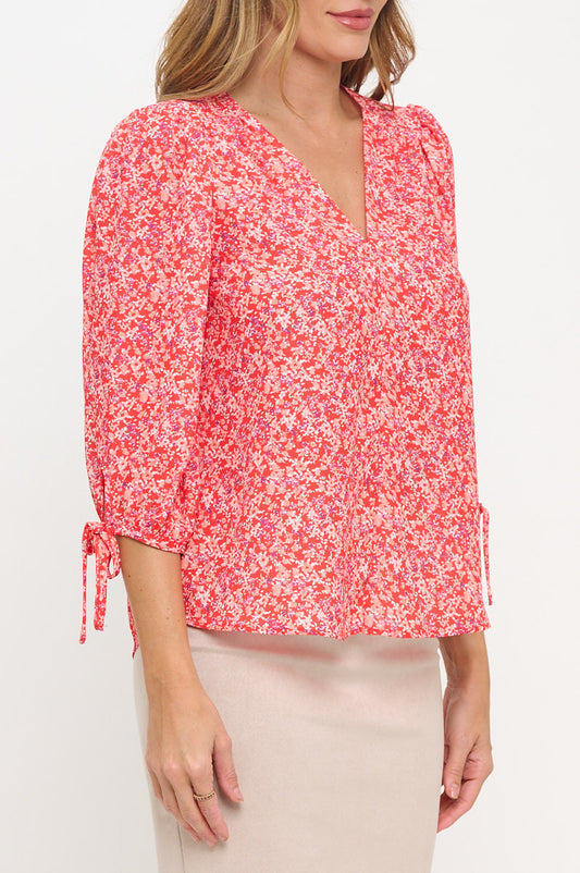 Ditsy Floral Print V neck Top