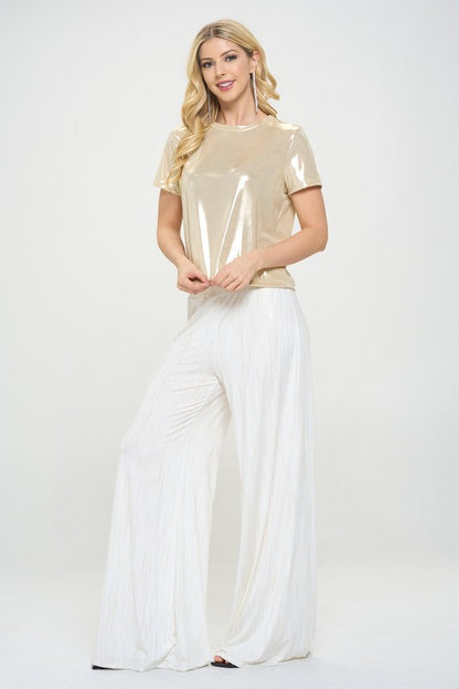 Metallic Short Sleeve Top