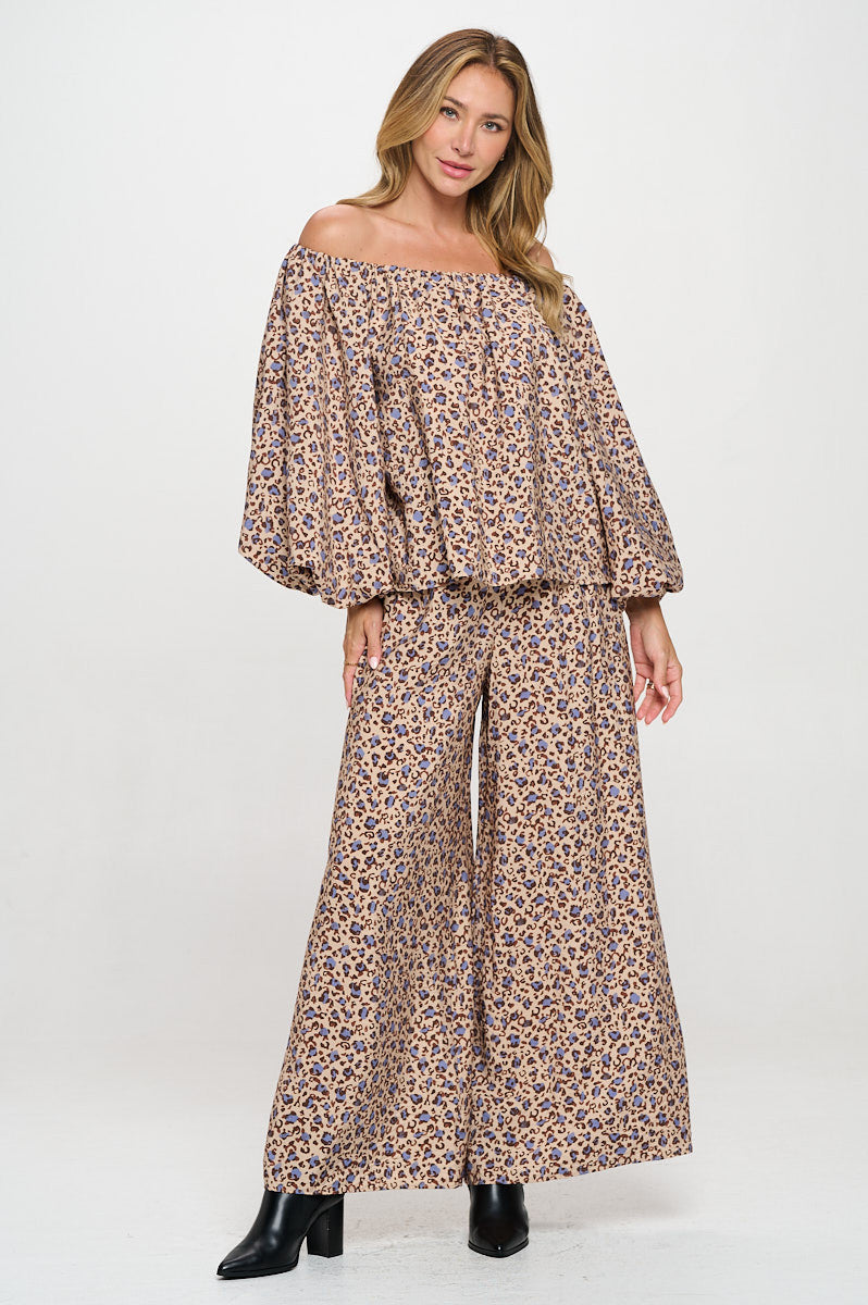 Leopard Print Versatile Top with Puff Sleeve