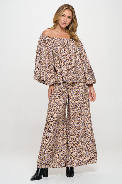 Leopard Print Versatile Top with Puff Sleeve