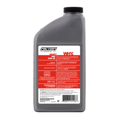 Factory Racing Parts SAE 10W-40 3qt Oil Change Kit Fits Yamaha Applications