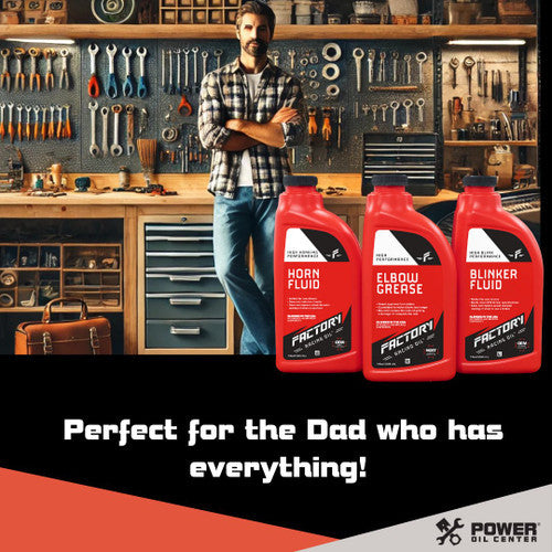 Factory Racing Parts High Performance Blinker Fluid, Horn Fluid, and Elbow Grease – Gag Gift – Dad Joke – Car Guy Prank – Set of 3, 1 Quart (Empty) Bottles Factory Racing Parts