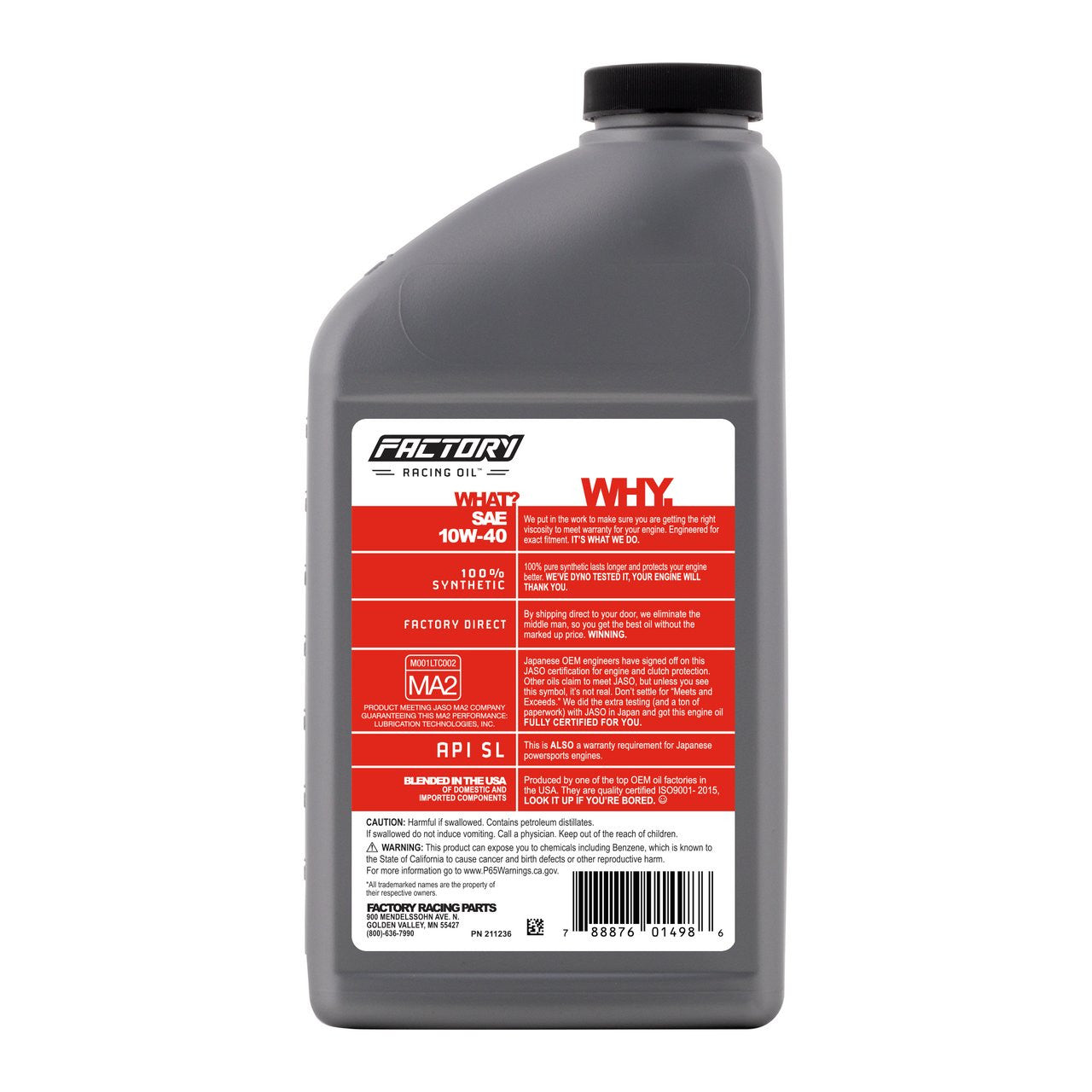 10W-40 Full Synthetic 2 Quart Oil Change Kit fits Suzuki LT-F160 Quadrunner