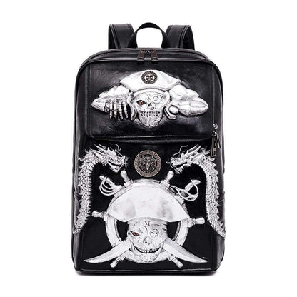 Halloween Skull Backpack 3D Pirate Captain 14"Laptop Computer Handbags Knapsack