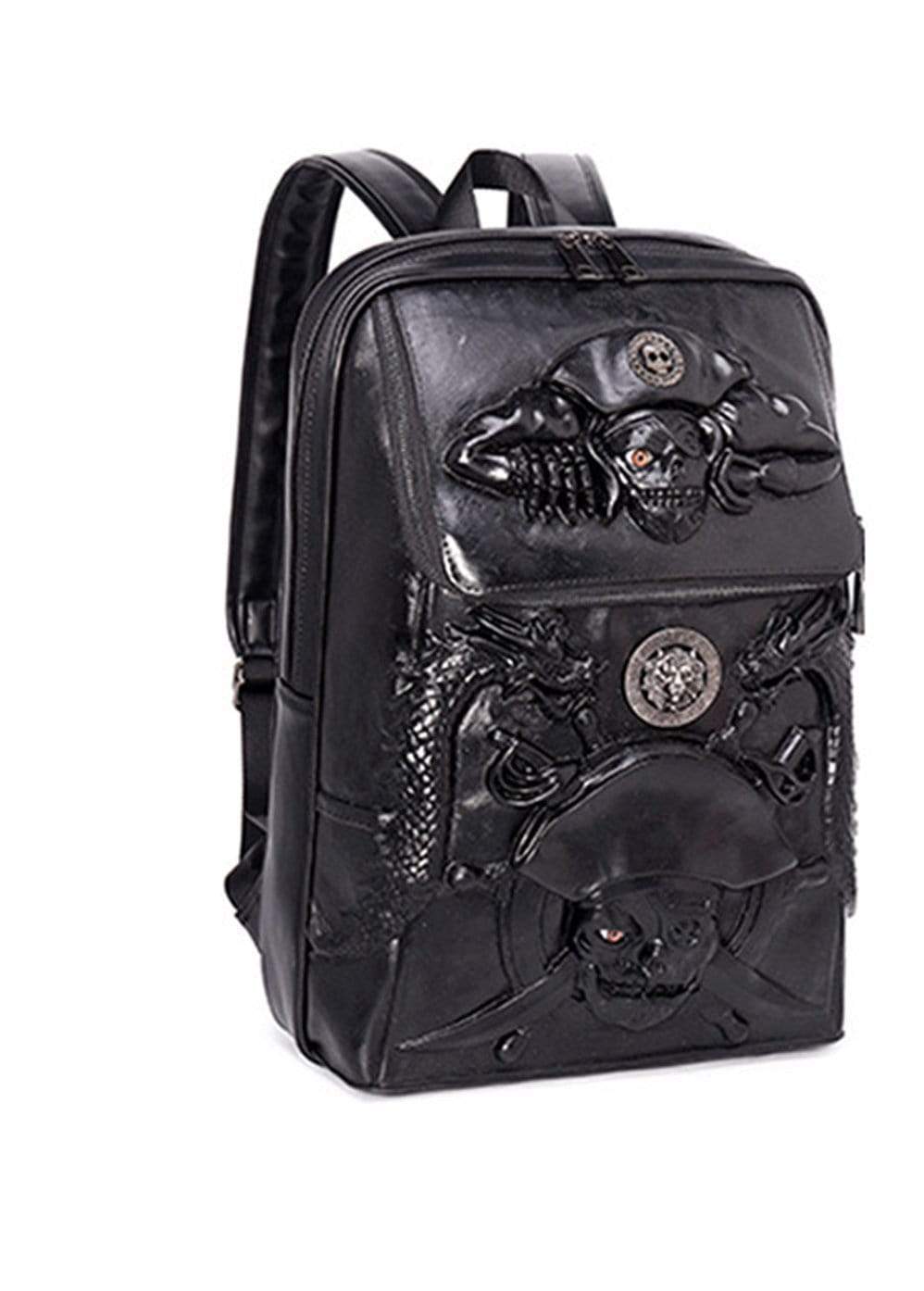 Halloween Skull Backpack 3D Pirate Captain 14"Laptop Computer Handbags Knapsack