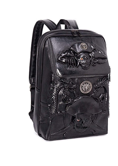 Halloween Skull Backpack 3D Pirate Captain 14"Laptop Computer Handbags Knapsack
