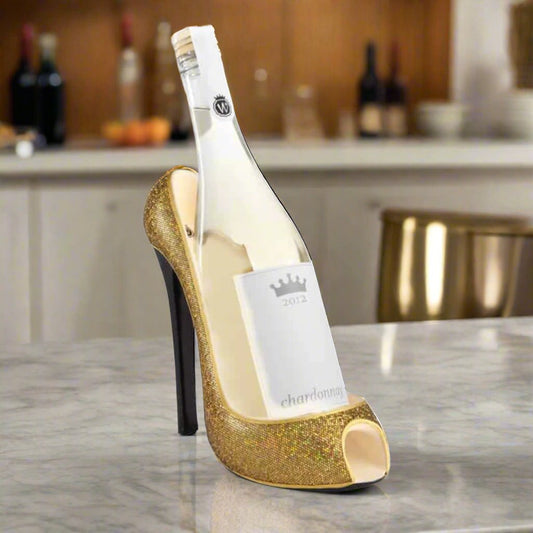 High Heel Gold Glitter Wine Bottle Holder