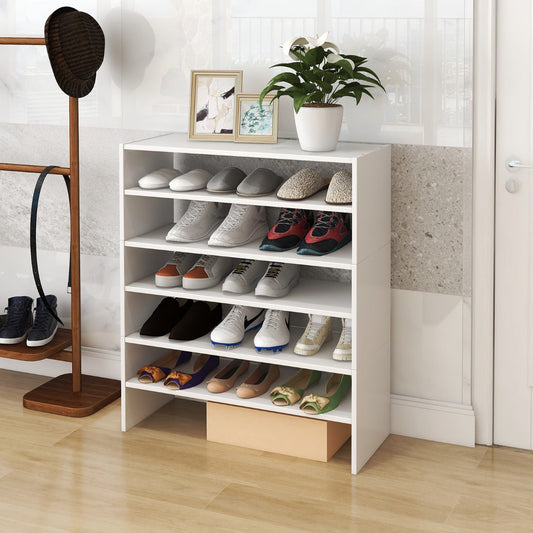 NNECW 6-Tier Home Storage Shelf for Shoes with Anti-toppling Device for Entryway