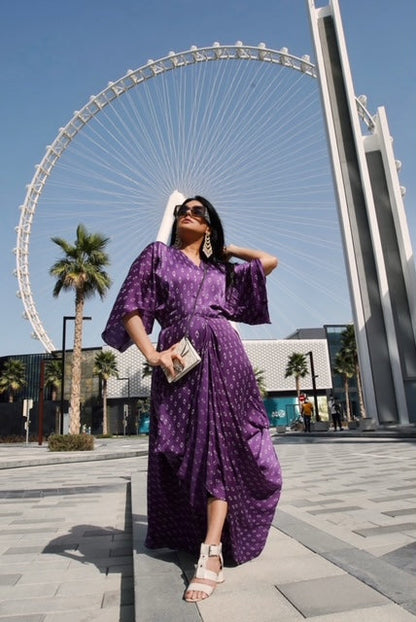 Violet Printed Cowl Dress
