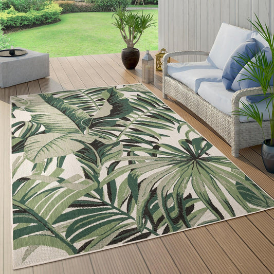 In- & Outdoor Rug Ostende for Patio Jungle Design - Green Beige-0