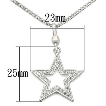 LOS441 - Silver 925 Sterling Silver Chain Pendant with AAA Grade CZ  in Clear-1