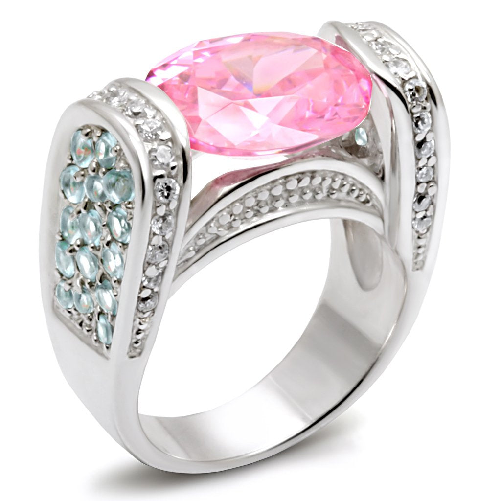 LOS488 - Silver 925 Sterling Silver Ring with AAA Grade CZ  in Rose-0
