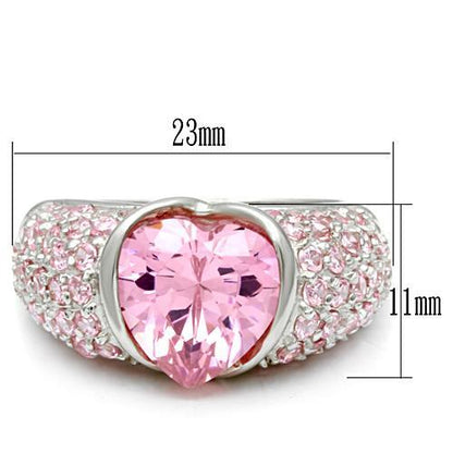 LOS533 - Silver 925 Sterling Silver Ring with AAA Grade CZ  in Rose