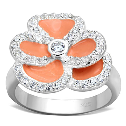 LOS725 - Silver 925 Sterling Silver Ring with AAA Grade CZ  in Clear