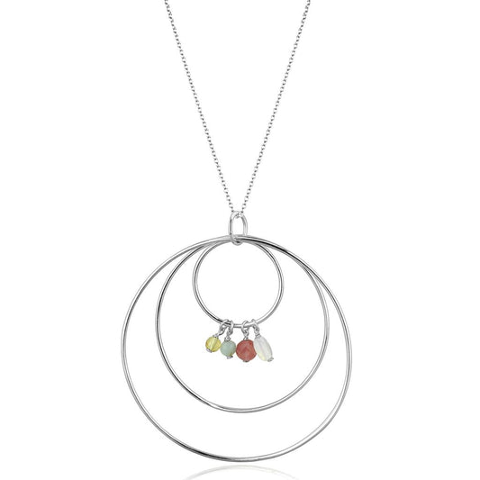 LOS795 - Silver 925 Sterling Silver Necklace with Synthetic Jade in Multi Color-0