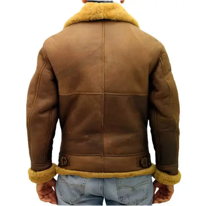 Men’s Brown Aviator B3 Sheepskin Leather Jacket-2