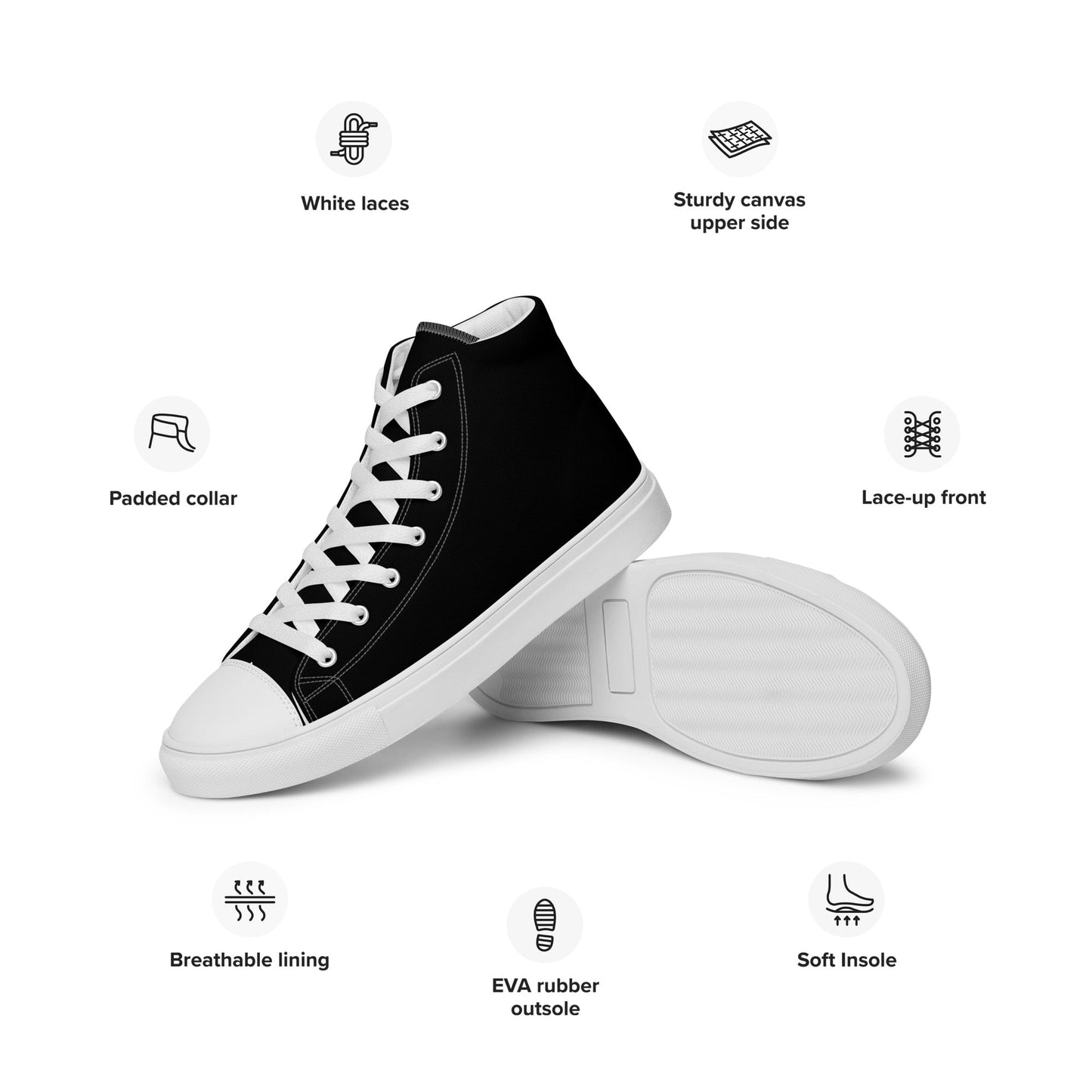 Anacotte Men’s high top canvas shoes black