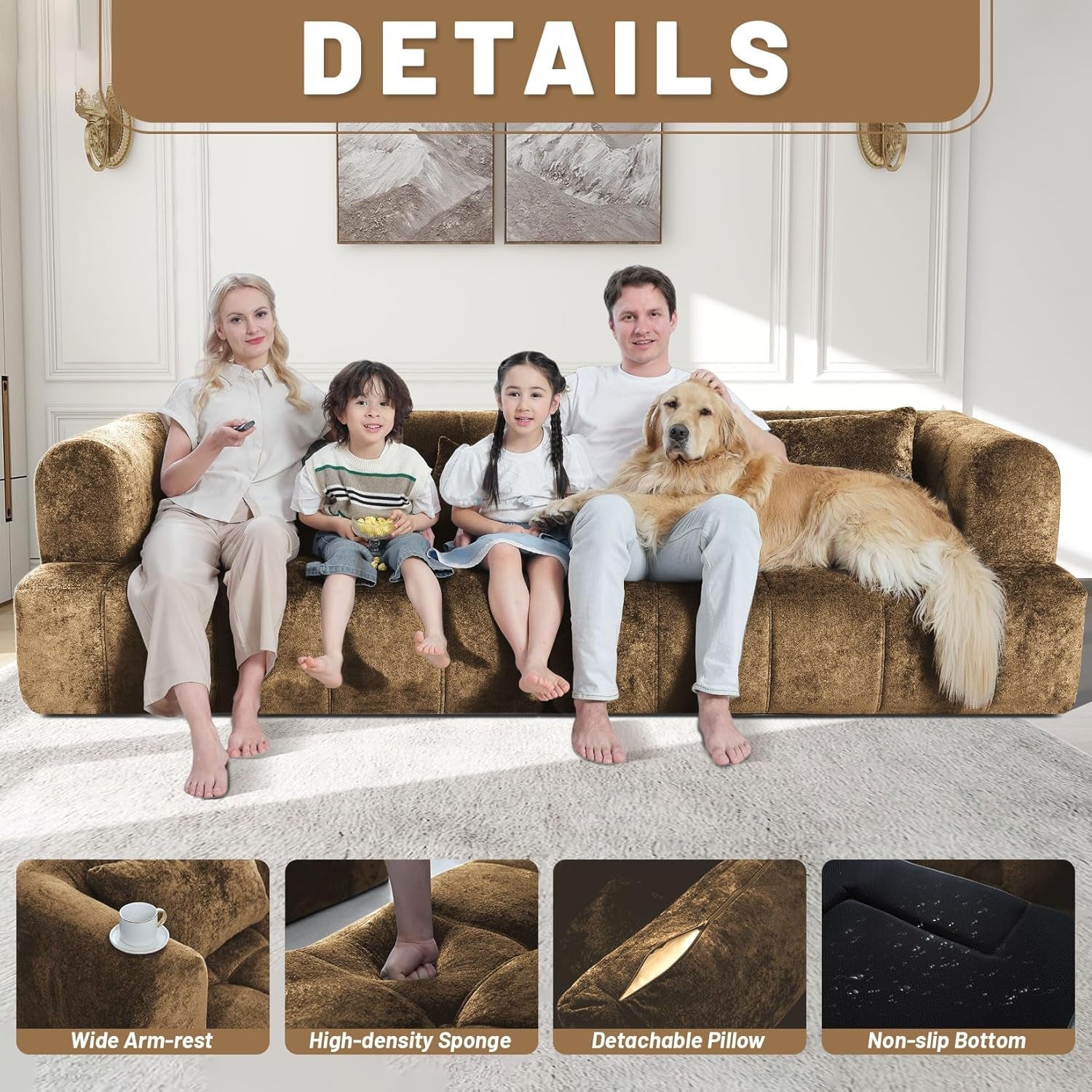 Modular All Foam Sectional Sofa With Four Cushions-4