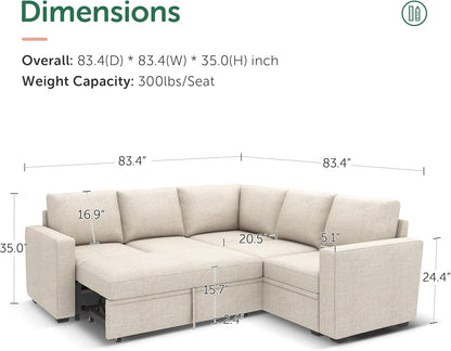 Modular Sectional Sleeper Sofa With Storage For Living Room