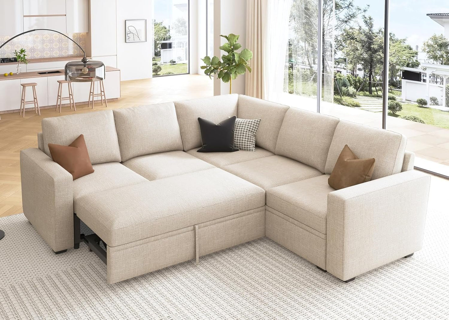 Modular Sectional Sleeper Sofa With Storage For Living Room