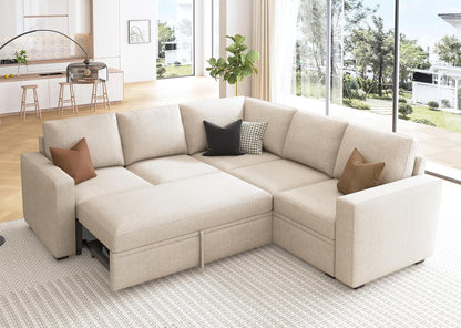 Modular Sectional Sleeper Sofa With Storage For Living Room