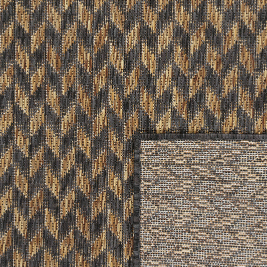 Indoor & Outdoor Rug Captera Herringbone Design in Brown