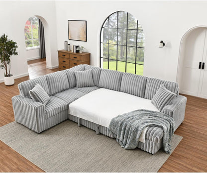 Oversized Plush Sectional Sofa with Pull Out Bed-3