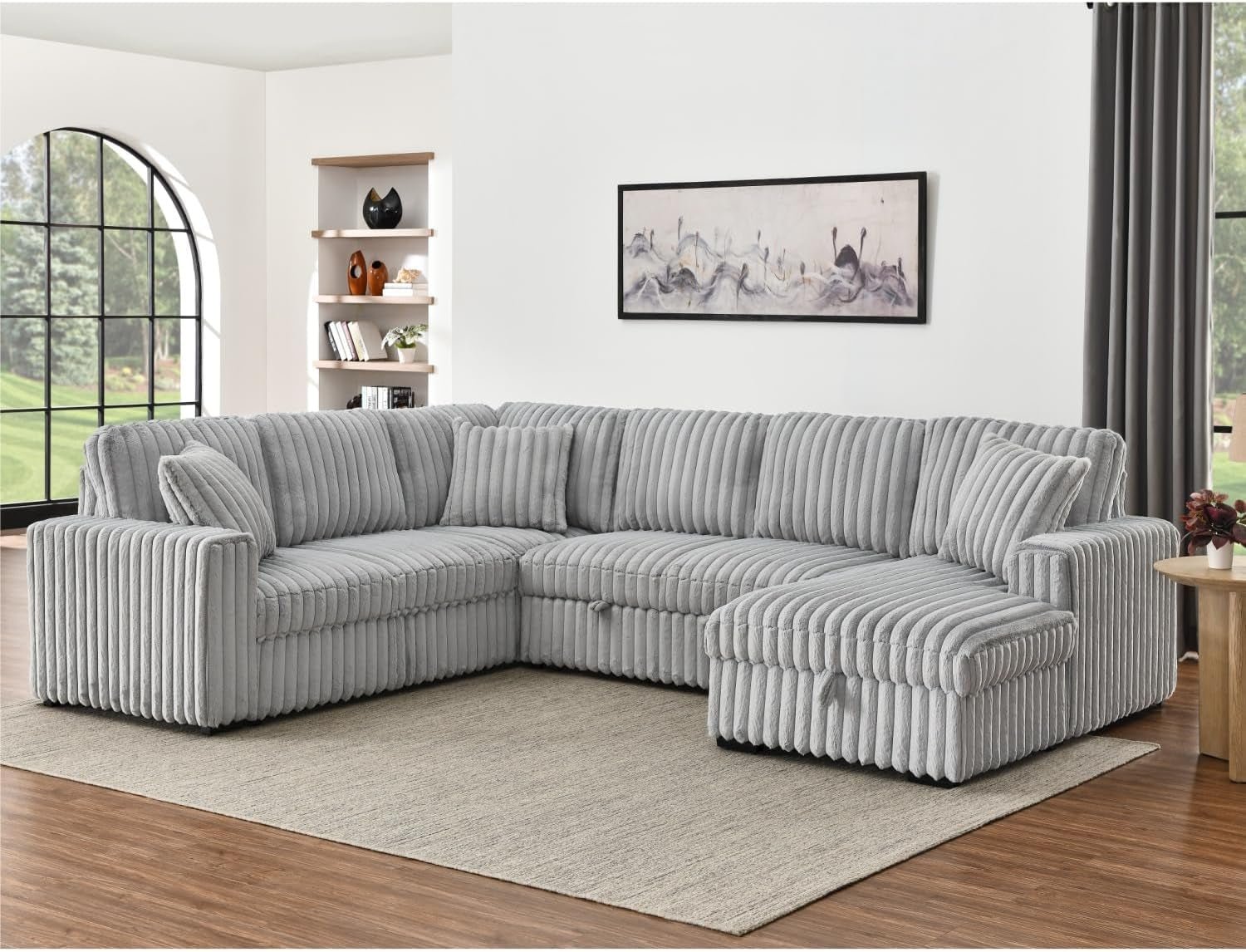 Oversized Plush Sectional Sofa with Pull Out Bed-2