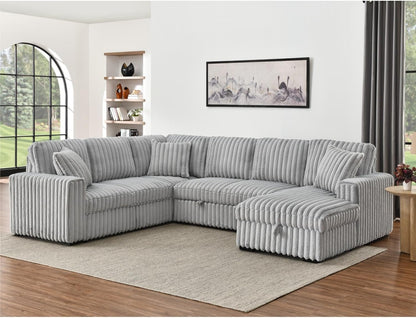 Oversized Plush Sectional Sofa with Pull Out Bed-2