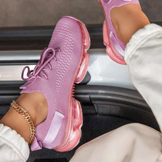 Mesh Air-Cushion Women Sneakers White Women's Sports Shoes Platform Knitted Running Shoes Lightweight Summer Autumn