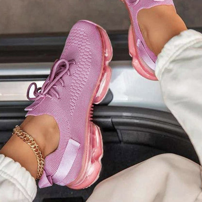 Mesh Air-Cushion Women Sneakers White Women's Sports Shoes Platform Knitted Running Shoes Lightweight Summer Autumn