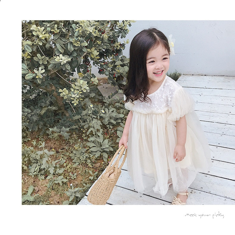 New Kids Dresses For Girls Spring Girl Child Baby Sweet Princess dress Gauze Dress  Baby Girl Clothes