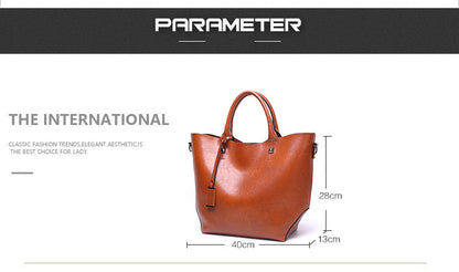 Women Wax surface PU Leather Handbag Womens Bag Designer Ladies Tote Shoulder Handbags Business Female Purse