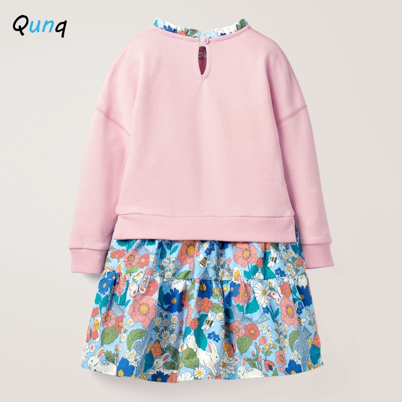High Quality Girls Dress Long Sleeve Pink Kids Clothes for Girls Sequined Butterfly Floral Children Princess Dresses Spring Fall