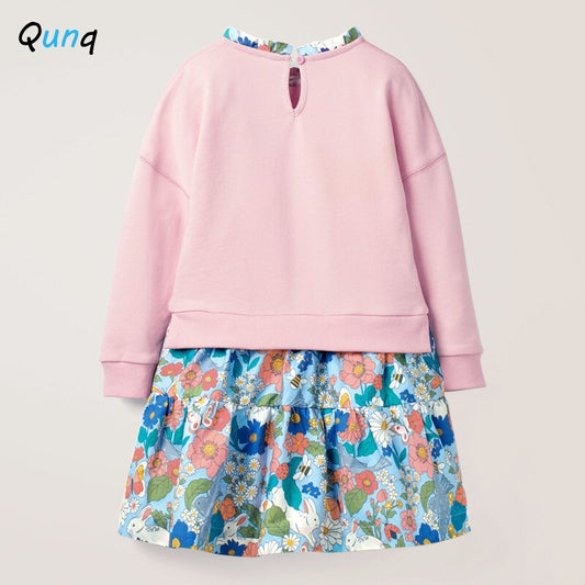 High Quality Girls Dress Long Sleeve Pink Kids Clothes for Girls Sequined Butterfly Floral Children Princess Dresses Spring Fall