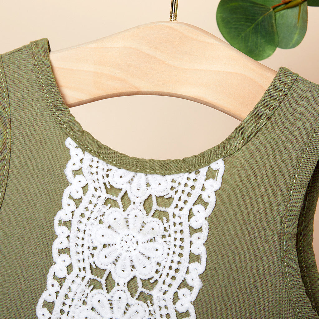 Little Girls Dress 1 2 3 4 Year Toddler Kids Summer Clothes Flower Lace Children Princess Costume  Solid Color Dresses