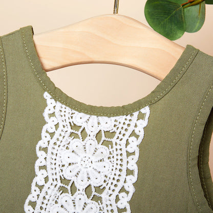 Little Girls Dress 1 2 3 4 Year Toddler Kids Summer Clothes Flower Lace Children Princess Costume  Solid Color Dresses